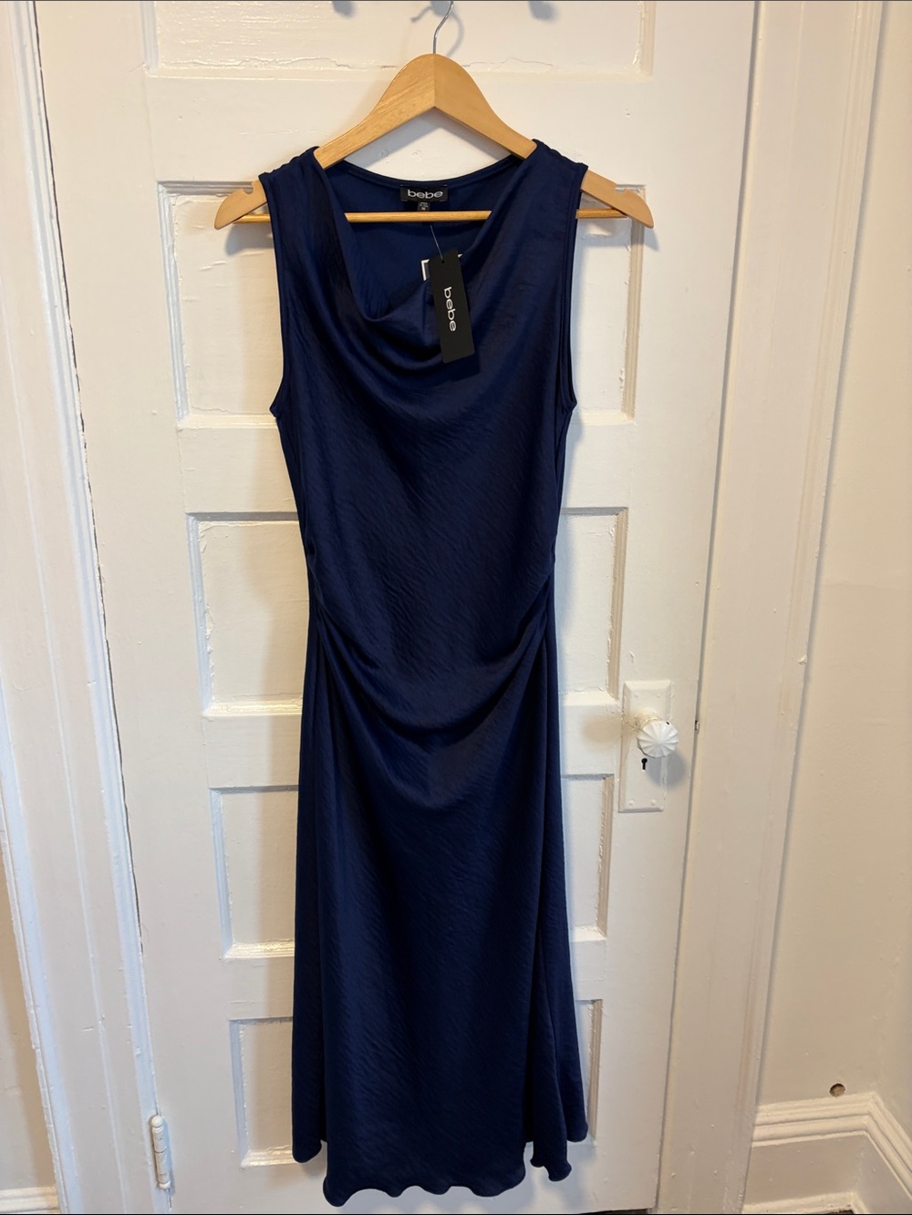 bebe Navy Ribbed Maxi Dress Skirt